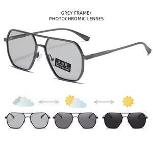 Luxury Metal Photochromic Sunglasses Men Women Fashion Polarized Sun Glasses Sty